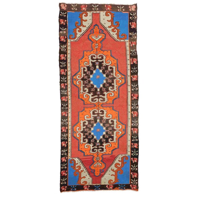 Textile Vintage Turkish Kilim Rug For Sale - Image 7 of 7