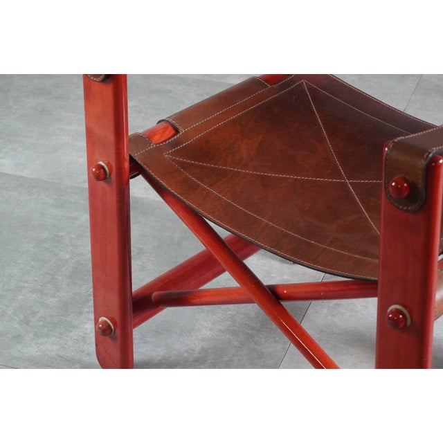 Poltronova Bardella Chair in Wood and Leather by Umberto Brandigi for Poltronova, 1967 For Sale - Image 4 of 11