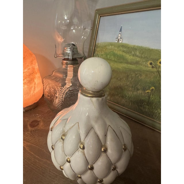 1970s Tufted Ceramic Vanity Vase With Top For Sale - Image 4 of 7