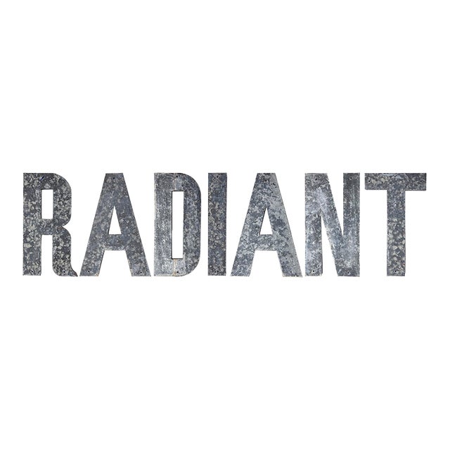Vintage Galvanized Metal Letters "Radiant"- 7 Pieces For Sale