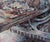 A Level of Organization by Josh George | Mixed media on wood panel Cityscape with highways and buildings For Sale