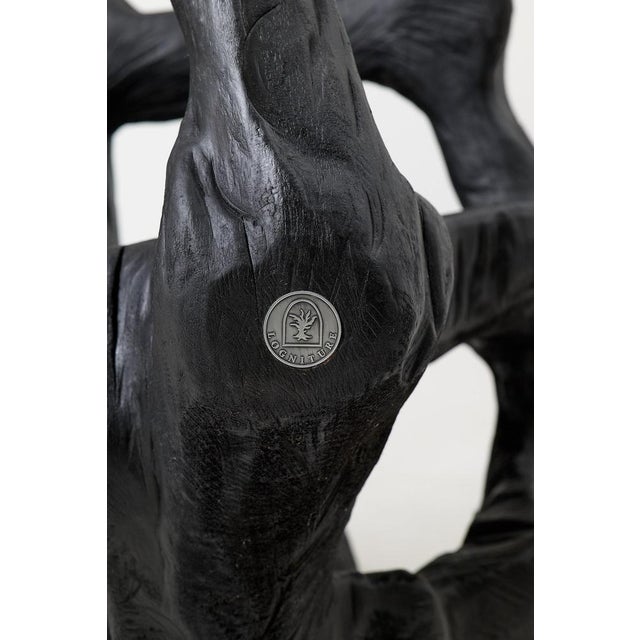Brutalist Sculptural Armchair in Burnt Oak Wood by Logniture For Sale - Image 12 of 17