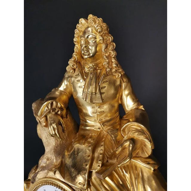 Large Gilded Bronze Clock with Louis XIV Figure, 18th Century For Sale - Image 11 of 13