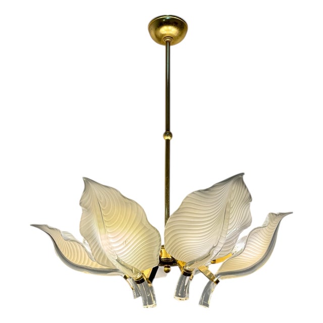 Hollywood Regency Murano Calla Flower Chandelier from Franco Luce, Italy, 1970s For Sale