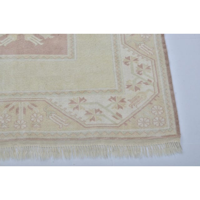 1960s Beige Vintage Natural Faded Handmade Wool Rug For Sale - Image 9 of 11