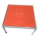 1970s Richard Schultz Style Knoll Aluminum and Orange Enamel Side-Coffee Table For Sale
