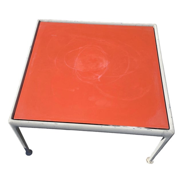 1970s Richard Schultz Style Knoll Aluminum and Orange Enamel Side-Coffee Table For Sale