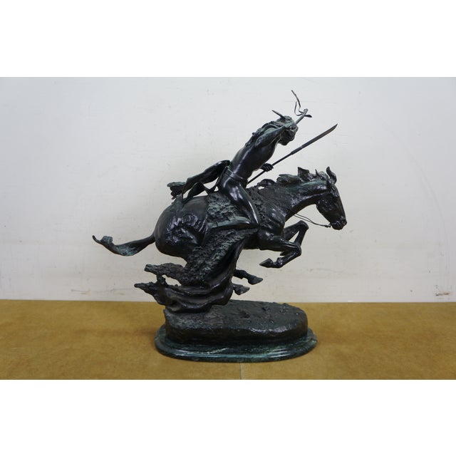 Mid 20th Century Frederic Remington Roman Bronze Works the Cheyenne Statue Sculpture 24" For Sale - Image 13 of 16