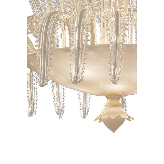Venetian White and Gold Leaves Murano Style Glass Chandelier from Simoeng For Sale - Image 7 of 9