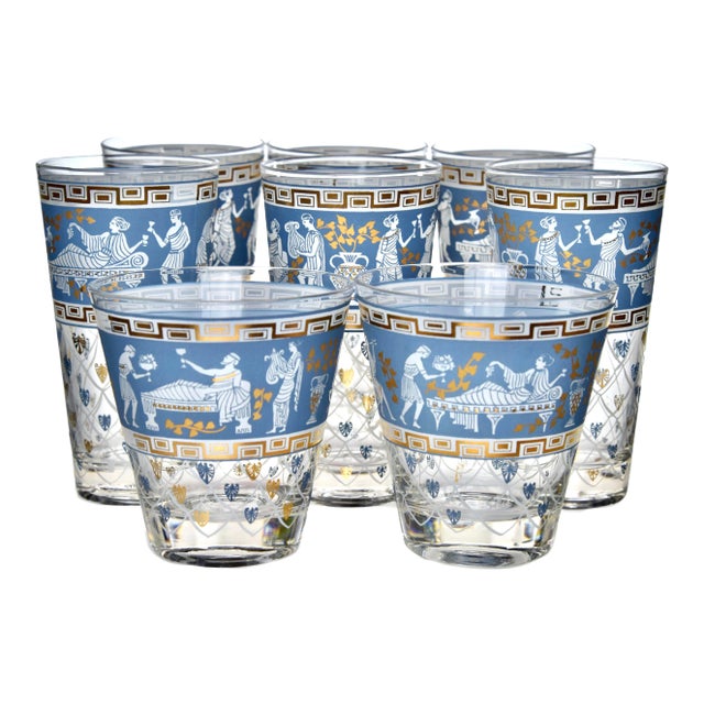 Mid 20th Century Hollywood Regency Barware Glasses- 8 Pieces For Sale