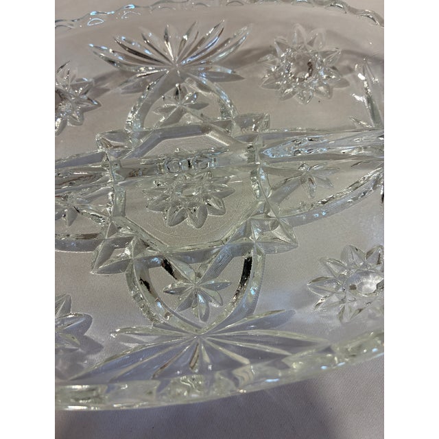 Anchor Hocking Mid 20th Century Anchor Hocking Pressed Glass Relish Dish, Star of David Pattern For Sale - Image 4 of 8