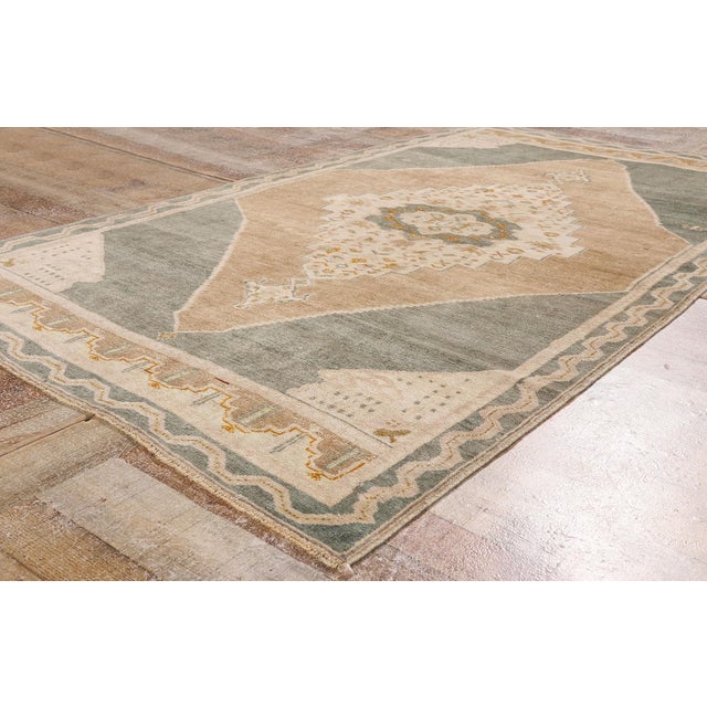 Beige Vintage Turkish Oushak Rug, 04'01 X 07'03 For Sale - Image 8 of 10
