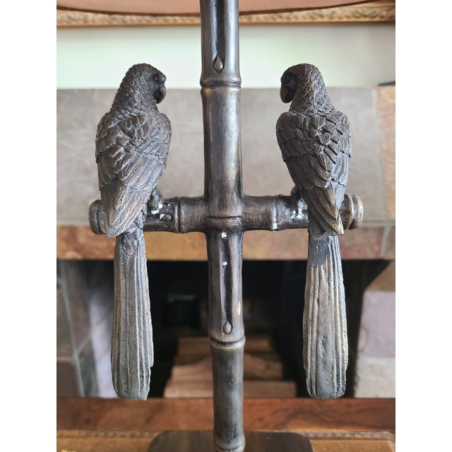 Vintage Bronze Table Lamp With Two Parrots For Sale - Image 4 of 17