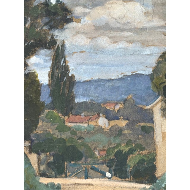 1950s 1950s French Mountain Village View Original Painting in Vintage Gold Frame For Sale - Image 5 of 5