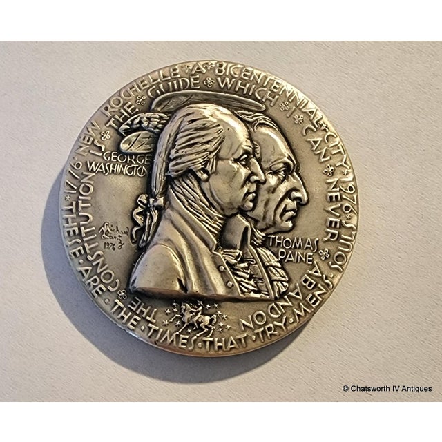83g .999 Pure Silver Michael Lantz Medallic Art Company Usa Bicentennial Medal Coin 1776-1976 ~ New Rochelle Ny ~ Washington & Paine For Sale In New York - Image 6 of 8