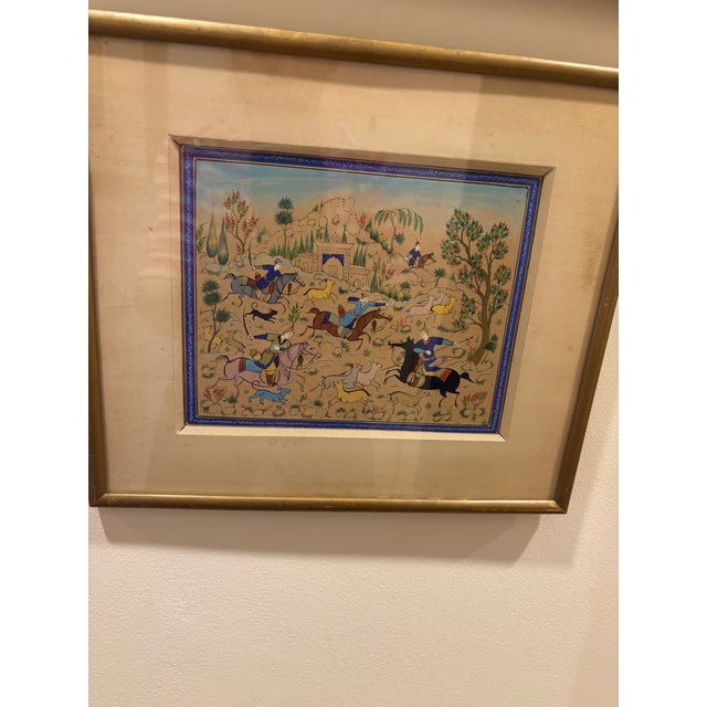 The pair of authentic Persian vintage miniatures are a rare find. They feature rich mineral based colors on old hand made...