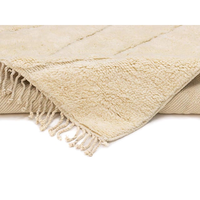 Ivory Near-Square Abstract Tone-on-Tone Hand-Knotted Wool Rug | 9'3" X 8'0" | One of a Kind For Sale - Image 8 of 8
