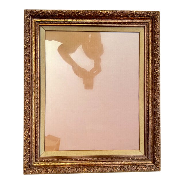 Vintage Bronze-Gilt Ornate Frame With Linen Liner & Glass For Sale