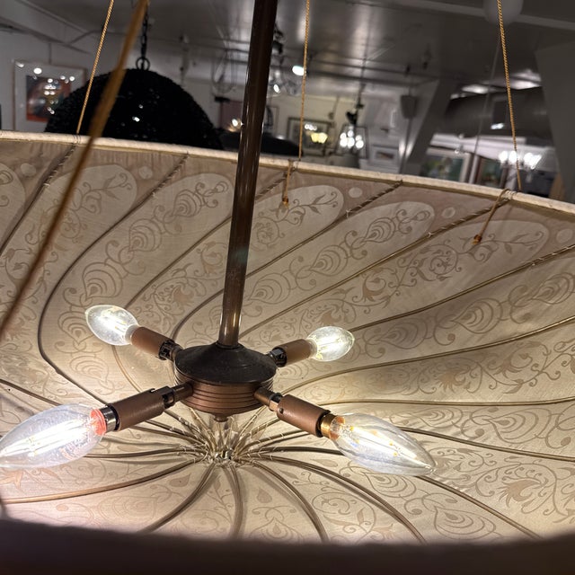 Feneri Lighting & Co. Fortuny-Style Hand-Painted Light Pendant, Vintage For Sale In San Francisco - Image 6 of 12