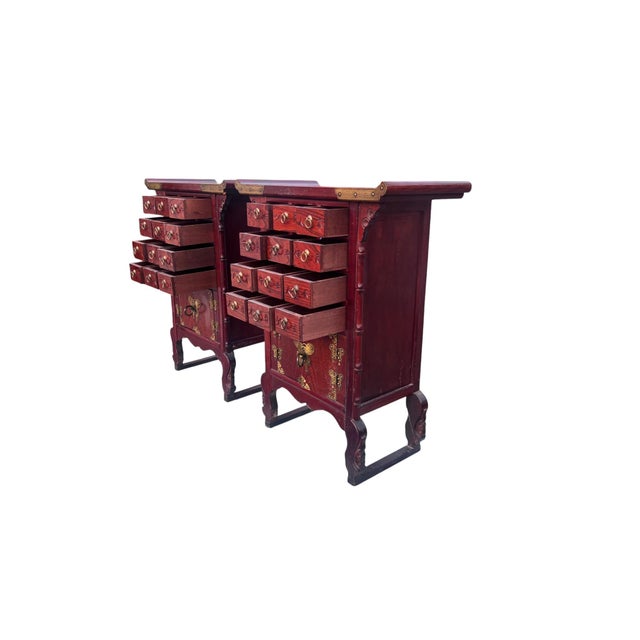 Brown Mid 20th Century Asian Apothecary Cabinets a Pair For Sale - Image 8 of 13