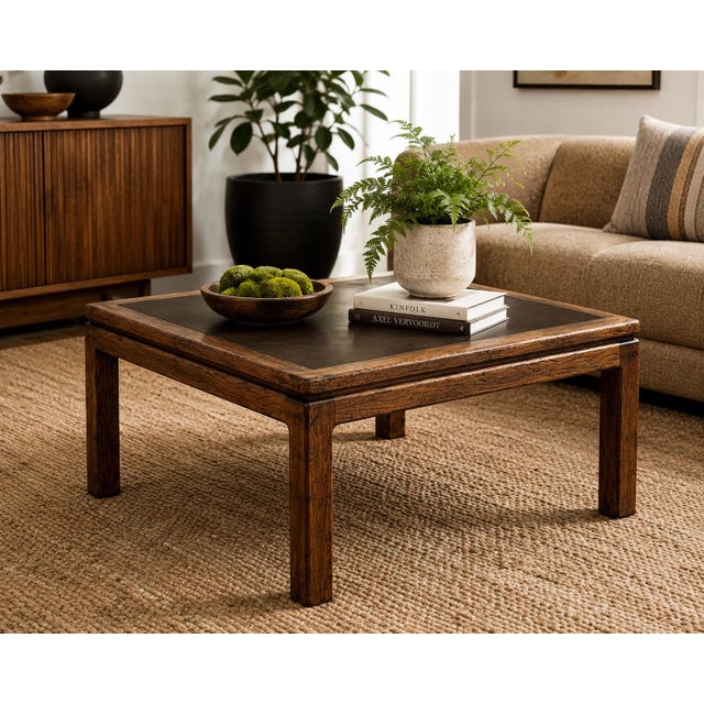 Mid-Century Modern Circa 1970s Mid-Century Modern Tobacco Walnut Coffee Table With Dark Inset Top For Sale - Image 3 of 5