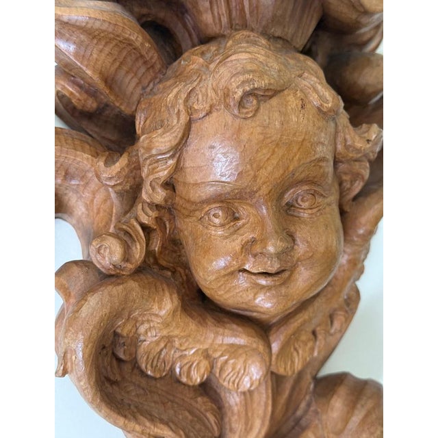 European Alpine Baroque Style Hand-Carved Cherub Wall Sconces in Spruce, 1970, Set of 2 For Sale - Image 17 of 18