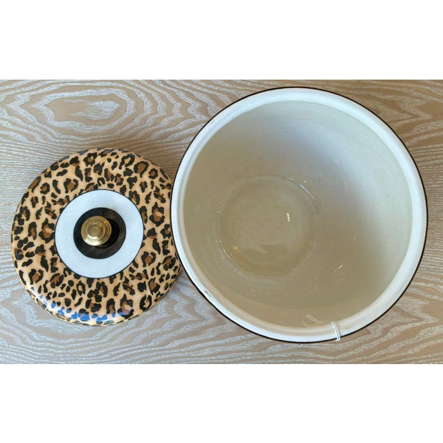 Modern Port 68 Modern Round Ceramic Leopard Print Box For Sale - Image 3 of 4
