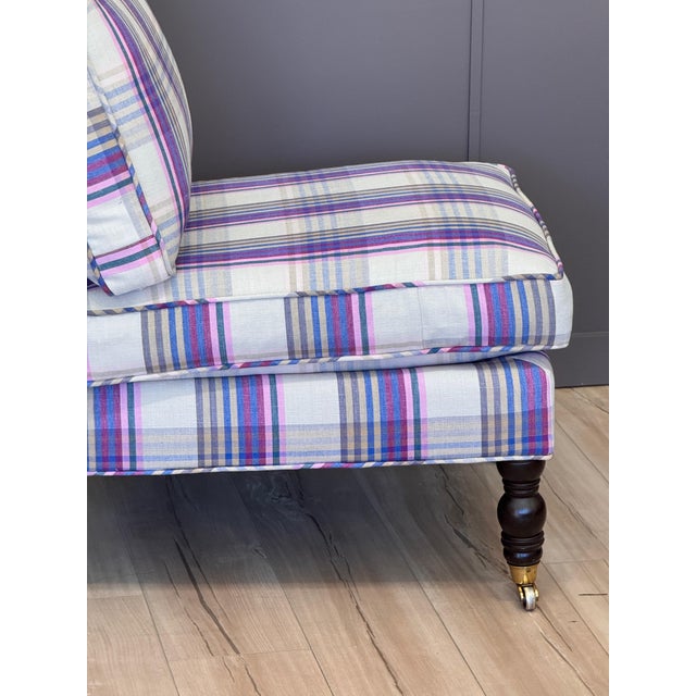 Late 20th Century Vintage Pair of Custom-Upholstered English-Style Slipper Chairs For Sale - Image 5 of 10