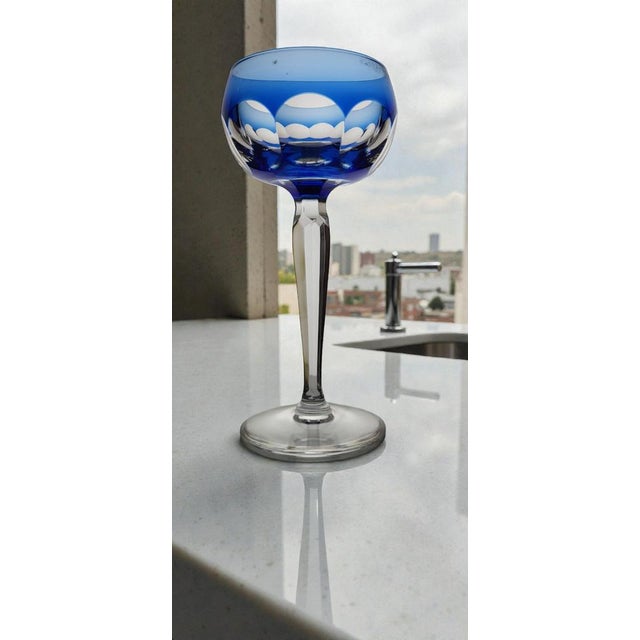 Crystal Colored Wine Glasses from Val Saint Lambert, 1960s, Set of 6 For Sale - Image 6 of 10