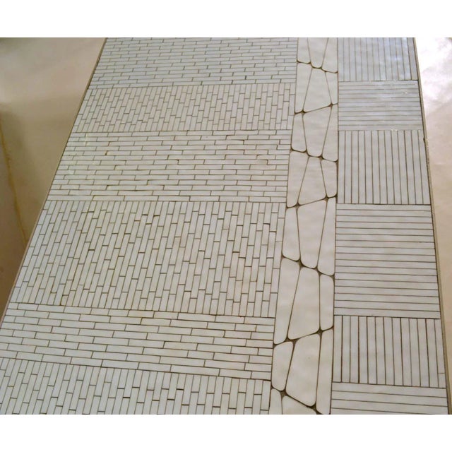 1960s Rectangular White Mosaic Coffee Table on Chrome Legs For Sale - Image 5 of 7