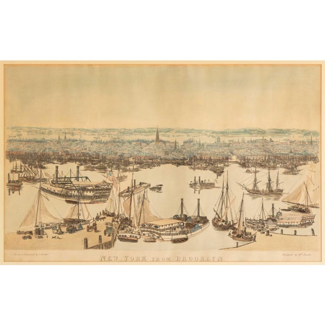 Thomas Horner (English, 1770-1850), "New York from Brooklyn", Hand-Colored Engraving, printed by William Neale, marked in...