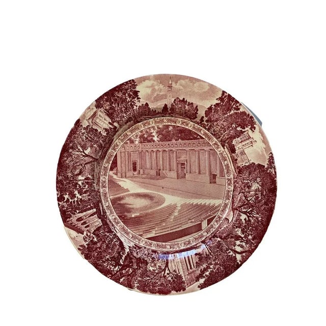 Burgundy 1930s - 1940's Wedgwood University of California Berkeley Plates - Set of 9 For Sale - Image 8 of 13
