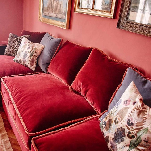 Rafaella Chaise Sofa in Red and Rusty Velvet from Biosofa For Sale - Image 4 of 14