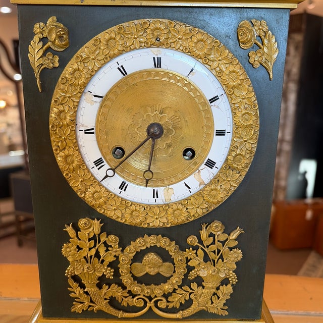 French 19th Century Gorgeous French Empire Bronze Mantle Clock For Sale - Image 3 of 9