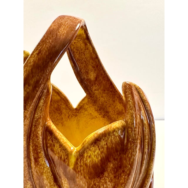 Mid-Century Modern West Coast Pottery California Artichoke Vase With Handle, Signed For Sale - Image 3 of 7
