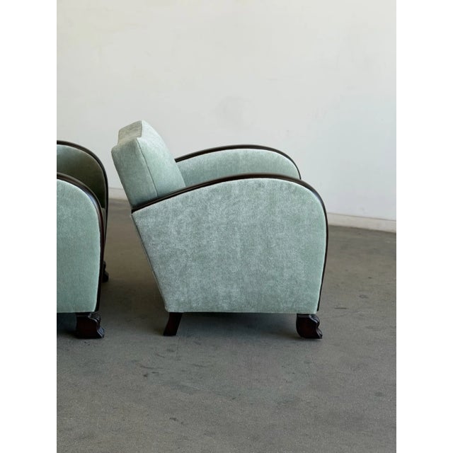 1960s Arched Chairs in Mint Blue Mohair For Sale - Image 12 of 15