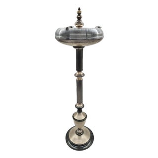 Art Deco Modernist Freestanding Ashtray in Nickel-Plated Metal, 1950 For Sale
