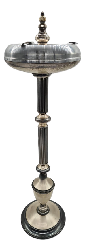 Art Deco Modernist Freestanding Ashtray in Nickel-Plated Metal, 1950