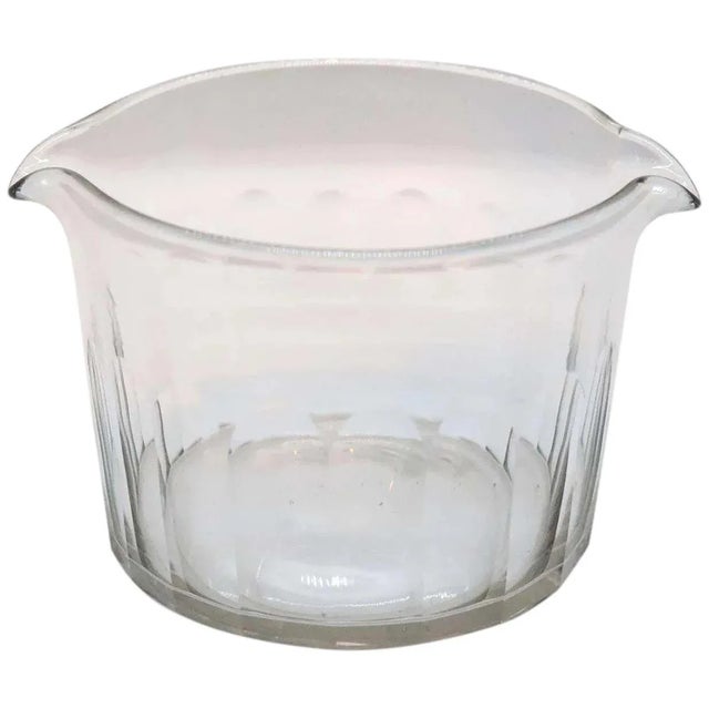 Four antique Georgian colorless glass wine rinsers with slab cut, half fluting with polished base. Price is for (4)...