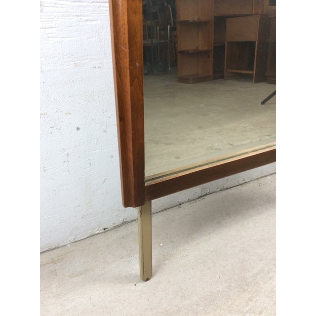 Mid Century Modern Mountable Mirror With Walnut Frame For Sale - Image 12 of 16