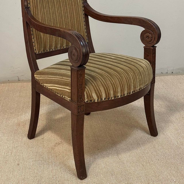 Pair of French Empire Period Mahogany Ormolu Armchairs ~ Fauteuils For Sale - Image 13 of 18