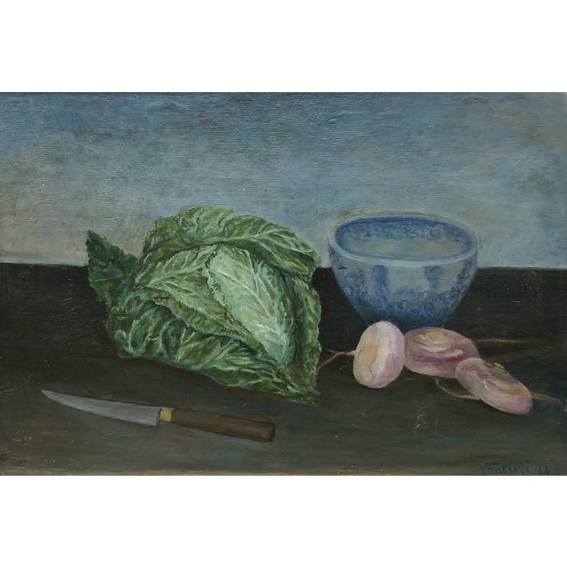 Luigi Venturi, Nature morte au navets et choux, 1958, Oil on Wood, Framed For Sale - Image 11 of 11