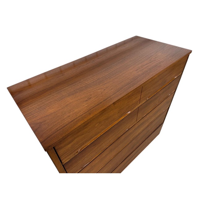 Mid-Century Modern 5-Drawer Walnut High Chest For Sale - Image 4 of 6