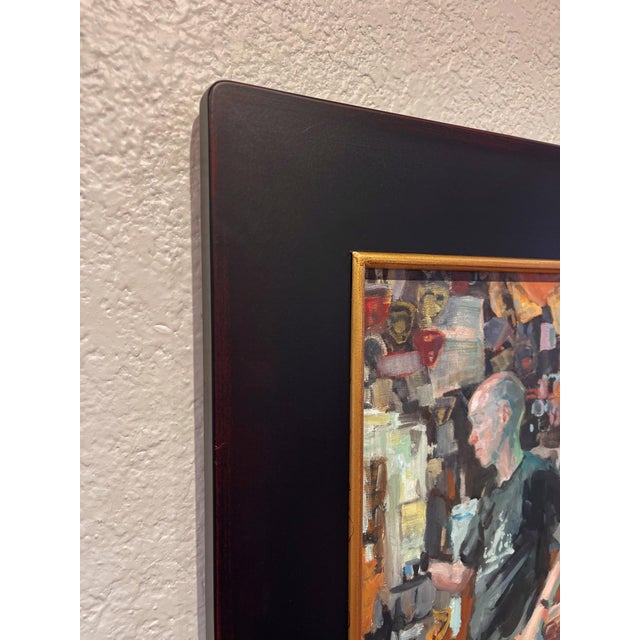 Contemporary Slow Pour by Jim Beckner | Oil Painting of a busy bar scene with patrons and bartenders For Sale - Image 3 of 5