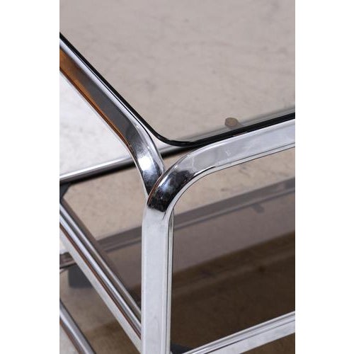 Mid-Century Chrome and Smoked Glass Serving Trolley, 1970s For Sale - Image 10 of 15