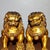 Asian Pair of Large Vintage Gilt Bronze Guardian Lions – Seated Foo Dogs With Brocade Balls For Sale - Image 3 of 9
