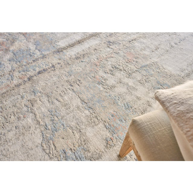 Wood Exquisite Rugs Laureno Hand-Knotted Bamboo Silk & Cotton Gray/Multi Rug-8'X10' For Sale - Image 7 of 8