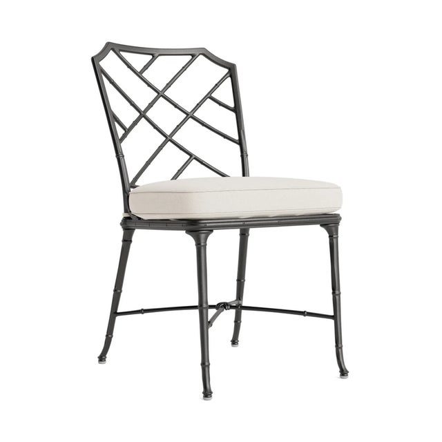 Brown Jordan Calcutta Side Chair, Textured Pewter frame with Fusion Natural fabric For Sale - Image 12 of 12