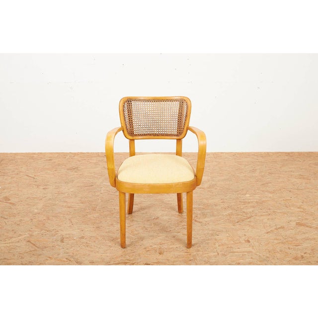 Wooden Chair with Caned Back and Fabric Seat from Horgenglarus, 1940s For Sale - Image 3 of 12