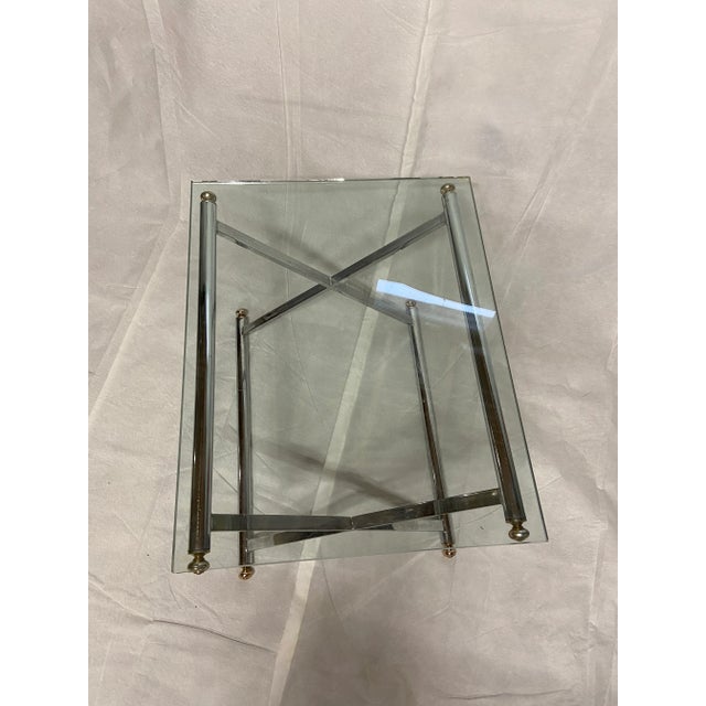 Mid-Century Modern Mid Century Modern Chrome and Glass Side Table For Sale - Image 3 of 7